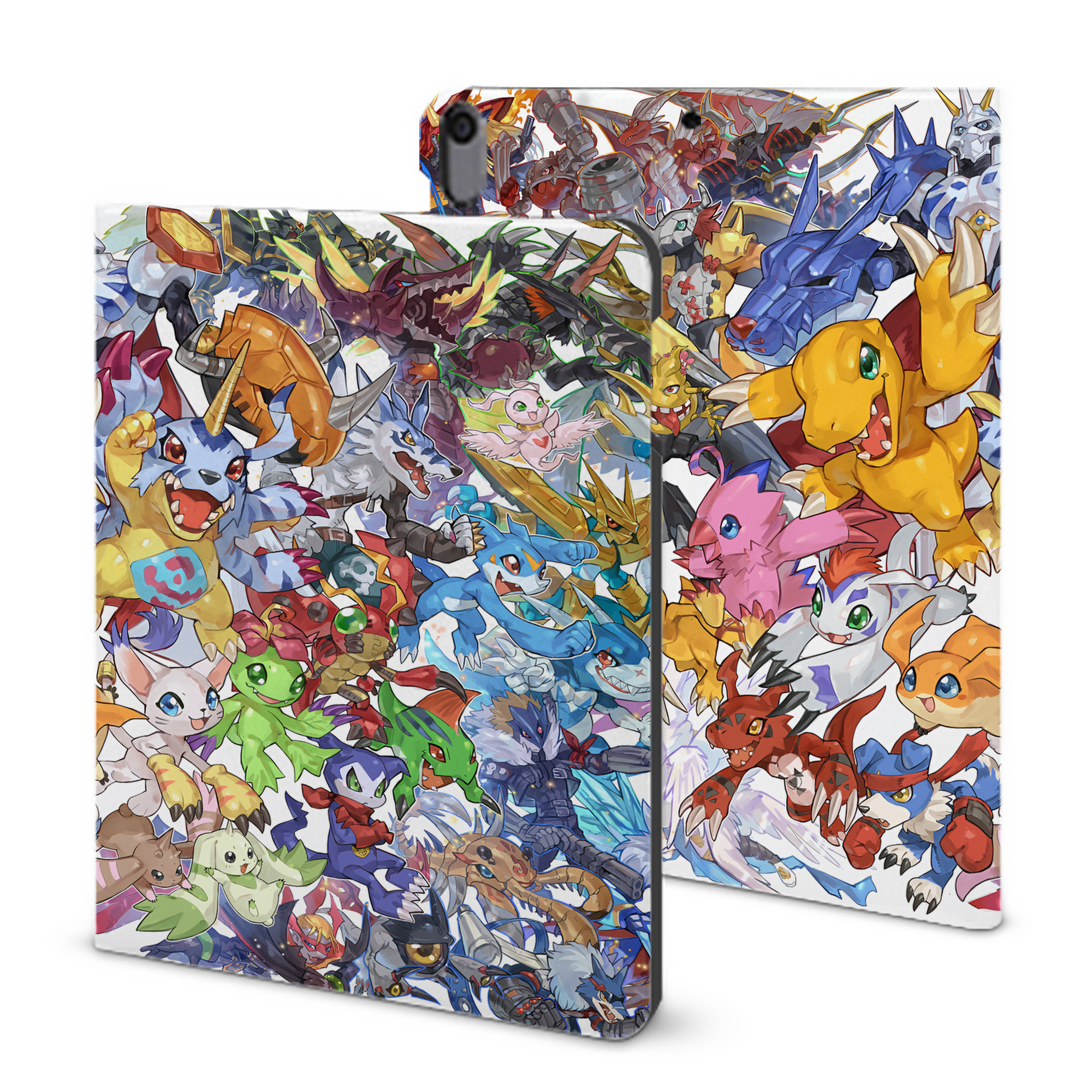 （画像用） Digimon デジタルモンスター/デジモン IPad ケース ブック型 PUレザー TPU 耐衝撃 軽量 薄型 ペン収納なし 全面保護 IPad 各モデル対応
